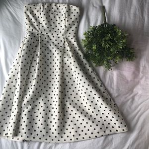 White and Black Polka Dot Sleeveless Dress